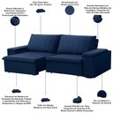 Ver imagem 4 de Sofá 3 Lugares Retrátil Reclinável para Sala 225cm Malfati F04 Veludo Azul - Lyam Decor