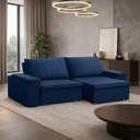 Ver imagem 3 de Sofá 3 Lugares Retrátil Reclinável para Sala 225cm Malfati F04 Veludo Azul - Lyam Decor