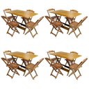 Ver imagem 1 de Kit 4 Conjuntos De Mesa Com 4 Cadeiras De Madeira Dobravel 120X70 Mel - Amarelo