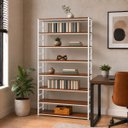Ver imagem 2 de Estante Multiuso Organizador Livreiro Estilo Industrial 180x90 Branco Imbuia