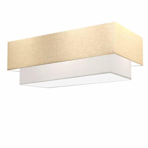 Plafon Duplo Retangular Vivare Md-3044 Cúpula em Tecido Bivolt Algodão-crú-branco 127/220v