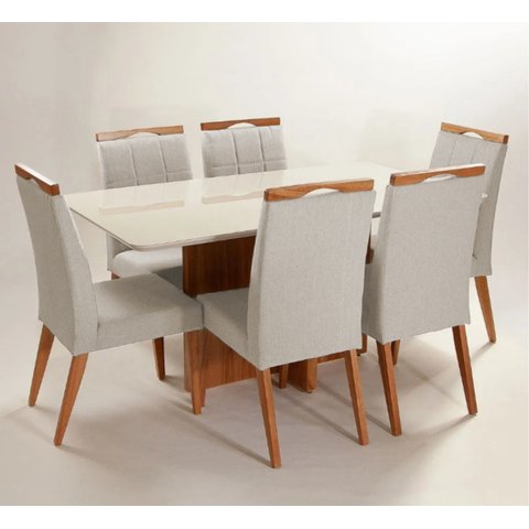 Mesa de jantar + 6 cadeiras Paris Tampo Atenas 160 cm C 01