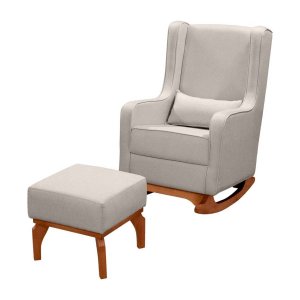 Poltrona de Leitura com Puff Retrô Linho Ds Home