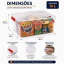 Ver mais imagens de Caixa Transparente 16 Litros Multiuso com Tampa e Trava Organizador para Roupas Brinquedos Alimentos