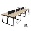 Ver imagem 3 de Escrivaninha Mesa Escritório 6 Lugares 360cm Industrial Carvalho e Preto Marrom