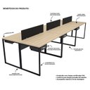 Ver imagem 7 de Escrivaninha Mesa Escritório 6 Lugares 360cm Industrial Carvalho e Preto Marrom
