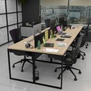 Ver imagem 6 de Escrivaninha Mesa Escritório 6 Lugares 360cm Industrial Carvalho e Preto Marrom