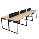 Ver imagem 2 de Escrivaninha Mesa Escritório 6 Lugares 360cm Industrial Carvalho e Preto Marrom