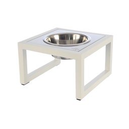 Comedouro Elevado Individual Cão Porte P Branco - 1