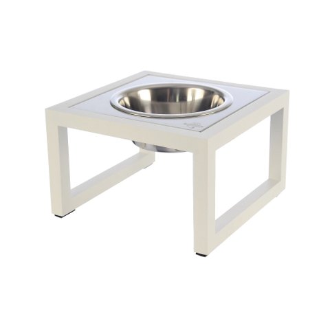 Comedouro Elevado Individual Cão Porte P Branco