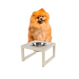 Comedouro Elevado Individual Cão Porte P Branco - 2