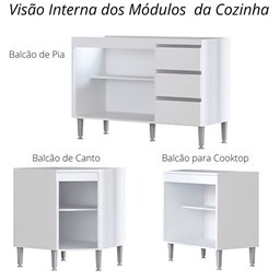 Cozinha Modulada de Canto Athena - 8 Peças Completa 16 PT 2 GV Branca - Megasul - 6