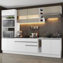Ver imagem 1 de Cozinha Completa Madesa Vicenza com Armário e Balcão (sem Tampo e Pia) - Branco/Branco/Crema