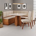 Ver imagem 1 de Canto Alemão Gourmet com 2 Cadeiras e Vidro Mel/off White/linho Bronze - Viero Móveis