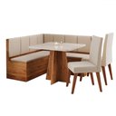 Ver imagem 2 de Canto Alemão Gourmet com 2 Cadeiras e Vidro Mel/off White/linho Bronze - Viero Móveis