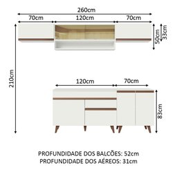 Armário de Cozinha Completa 260cm Branco Reims Madesa 11 - 4