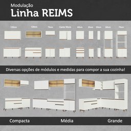 Armário de Cozinha Completa 260cm Branco Reims Madesa 11 - 10