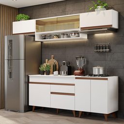 Armário de Cozinha Completa 260cm Branco Reims Madesa 11 - 2