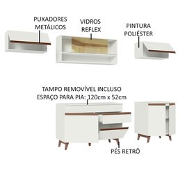 Armário de Cozinha Completa 260cm Branco Reims Madesa 11 - 5