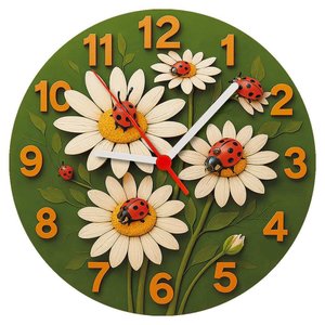 Relógio de Parede - Margaridas -efeito 3d -25x25x2cm