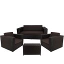 Ver imagem 1 de Conjunto de 2 Poltronas e Namoradeiracom Mesa Assento Estofado - Marrom Tabaco - Classe A