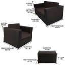 Ver imagem 3 de Conjunto de 2 Poltronas e Namoradeiracom Mesa Assento Estofado - Marrom Tabaco - Classe A