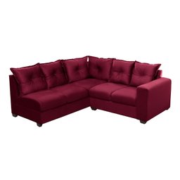 Sofá de Canto 5 Lugares Califórnia 183Cm Veludo Light Vermelho - 2