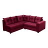 Sofá de Canto 5 Lugares Califórnia 183Cm Veludo Light Vermelho - 2