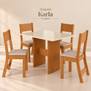 Ver imagem 5 de Conjunto Mesa de Jantar Karla com 4 Cadeiras Estofadas Freijó/Offwhite - Rede Móveis