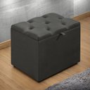 Ver imagem 2 de Puff Baú Organizador Atena Estofado Capitonê Veludo Cinza