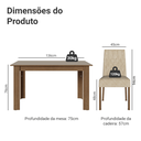 Ver imagem 5 de Conjunto Sala de Jantar Lótus Mesa Tampo de Madeira 4 Cadeiras Rustic/Crema/Suede Imperial Madesa