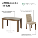 Ver imagem 6 de Conjunto Sala de Jantar Lótus Mesa Tampo de Madeira 4 Cadeiras Rustic/Crema/Suede Imperial Madesa