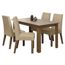 Ver imagem 4 de Conjunto Sala de Jantar Lótus Mesa Tampo de Madeira 4 Cadeiras Rustic/Crema/Suede Imperial Madesa