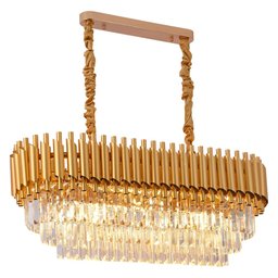 Lustre Pendente Dourado Moderno Com Cristais 8 Lâmpadas - 1