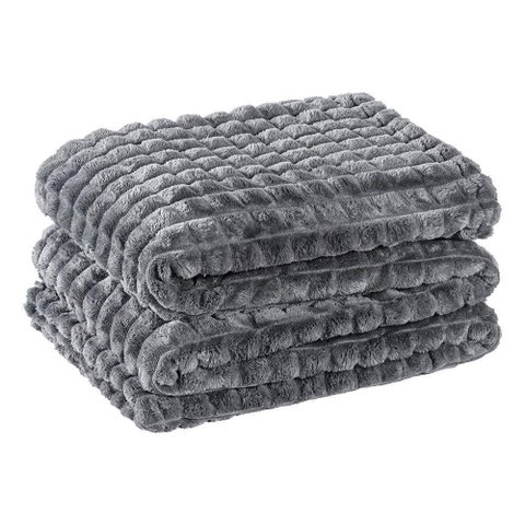 Cobertor Casa Scarpa Comfy Queen Manta Ultrasoft Alto Relevo Super Macia - Gris - Cinza