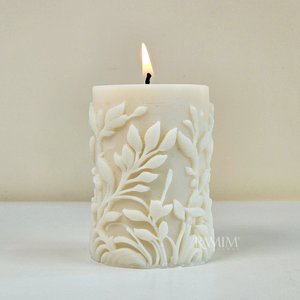 Vela Decorativa Cilíndrica Folhagem 215g
