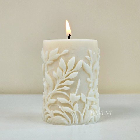 Vela Decorativa Cilíndrica Folhagem 215g