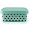Cesto Caixa Organizador Tampa Medio Plastico Multiuso Casa:Azul Turquesa - 1