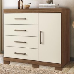 Cômoda Sapateira Havana Plus 1.4 1 Porta e 4 Gavetas Jatobá/areia com Pés - Santos Andirá - 2