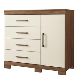 Cômoda Sapateira Havana Plus 1.4 1 Porta e 4 Gavetas Jatobá/areia com Pés - Santos Andirá - 1