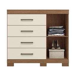 Cômoda Sapateira Havana Plus 1.4 1 Porta e 4 Gavetas Jatobá/areia com Pés - Santos Andirá - 3