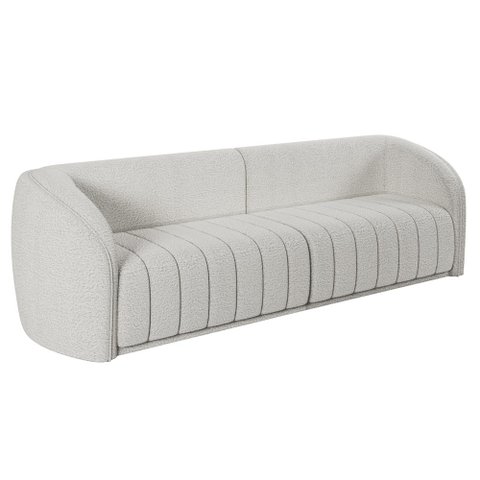 Sofá 04 Lugares para Sala de Estar 292 Cm Lazio M03 Bouclê Branco - Lyam Decor