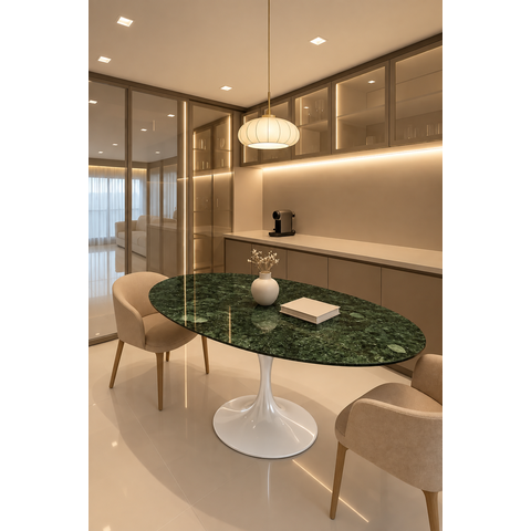 Oval Saarinen Branco - 140x90cm - Verde Guatemala