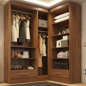 Closet Modulado de Canto 3 Peças 2 Gavetas Smart Plus