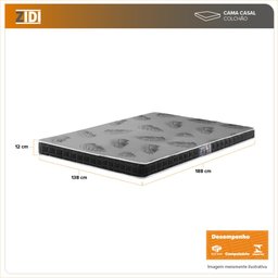 Colchão Casal Espuma D20 Querubin 138x188x12 Dupla Face Liso - 2