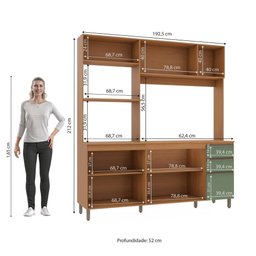 Cozinha Compacta Luna Kappesberg 3 Peças Canela/verde Oliva 192,5cm - 8