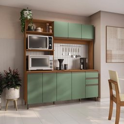 Cozinha Compacta Luna Kappesberg 3 Peças Canela/verde Oliva 192,5cm - 1