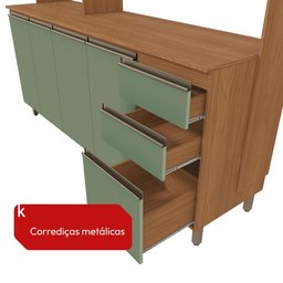 Cozinha Compacta Luna Kappesberg 3 Peças Canela/verde Oliva 192,5cm - 5