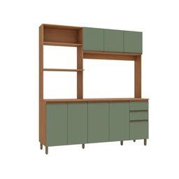 Cozinha Compacta Luna Kappesberg 3 Peças Canela/verde Oliva 192,5cm - 2