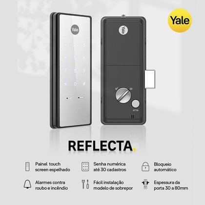 Fechadura Digital Yale de Sobrepor Reflecta Painel Espelhado - 5